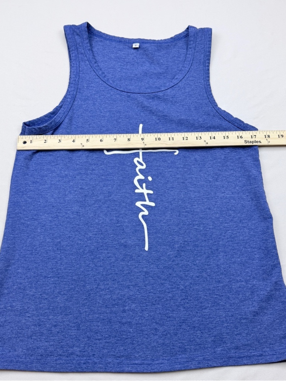 Blue 'Faith' Cross Graphic Tank Top - Picture 4 of 7